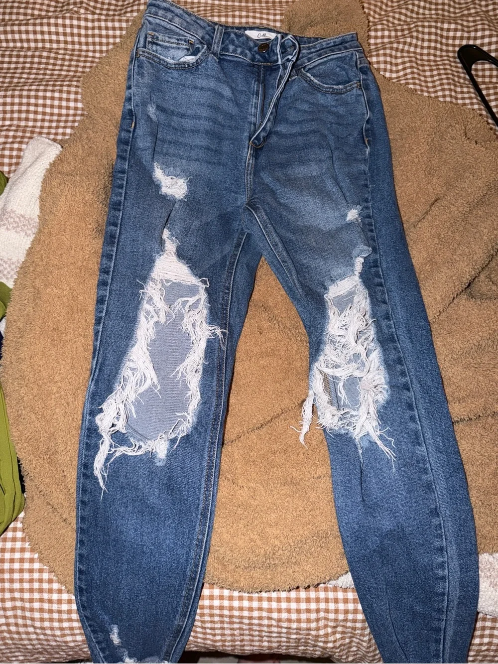 Cello Women's Dark Blue Distressed Skinny Jeans